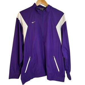 Vintage Nike Fit Storm Windbreaker SZ Large Purple White 90's 1/4 Zip Pull Over